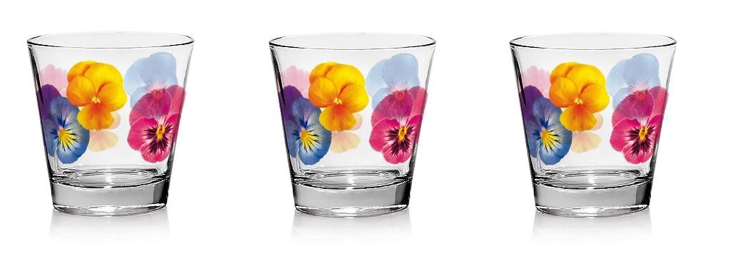 Set 3 Bicchieri da Tavola Acqua Vino Nadia Pop Flower 250 ml Cerve