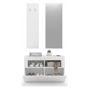 Toirano, Mobile da Ingresso Specchio Incluso, 91x36x165h cm Bianco Lucido