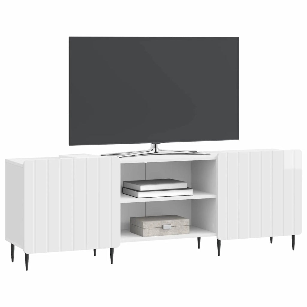 Mobile TV Bianco Lucido 150 x 31 x 52 cm Legno ingegnerizzato 894459