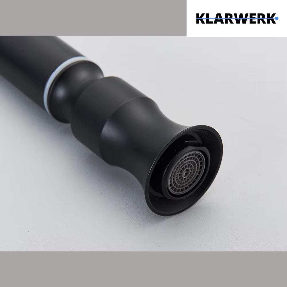 JANA | Rubinetto da cucina estraibile vintage in acciaio inossidabile nero antico | miscelatore arco alto |alta pressione ruotabile a 360° 2 attacchi