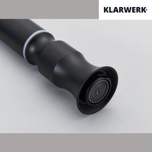 JANA | Rubinetto da cucina estraibile vintage in acciaio inossidabile nero antico | miscelatore arco alto |alta pressione ruotabile a 360° 2 attacchi