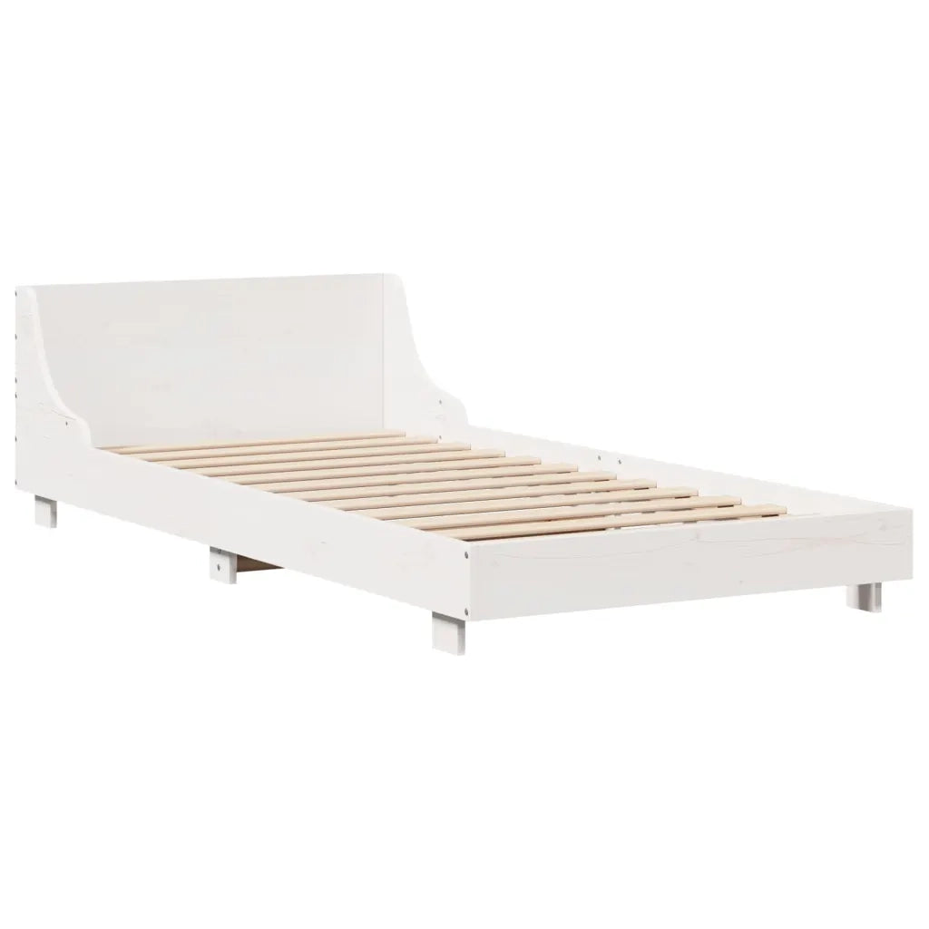 Letto singolo | Letto per adulti | Giroletto senza Materasso Bianco 100x200 cm Legno Massello Pino