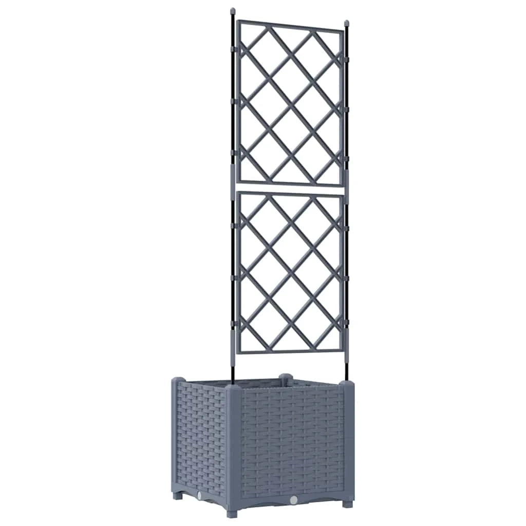 Moderna fioriera da giardino per esterni 40 x 40 x 143 cm resistente ed elegante realizzata in acciaio grigio chiaro 02_0058580
