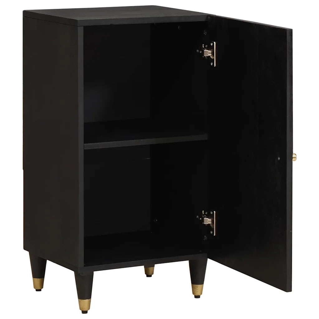 Credenza con porta Nero 40 x 33 x 75 cm Legno di mango massello