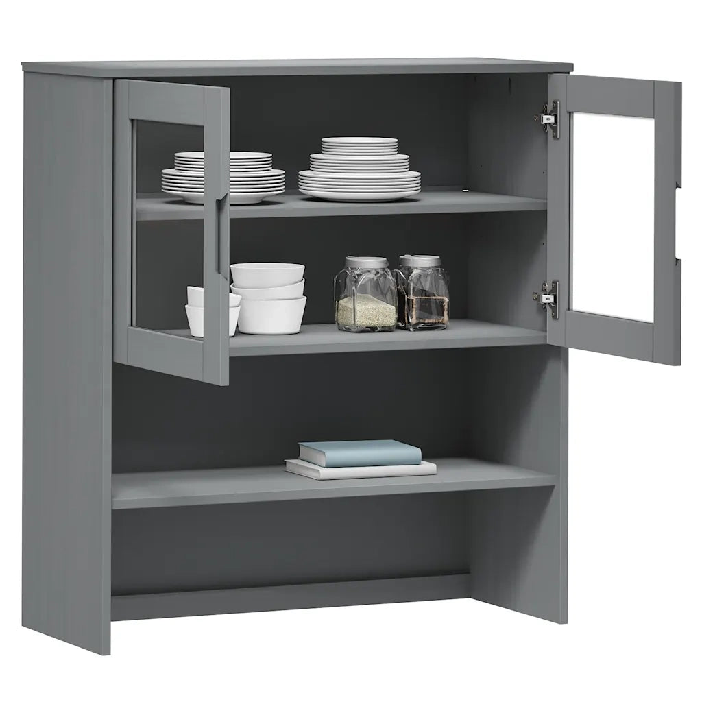 Piano Credenza MOLDE Grigio 90x35x100 cm Legno Massello di Pino 350551