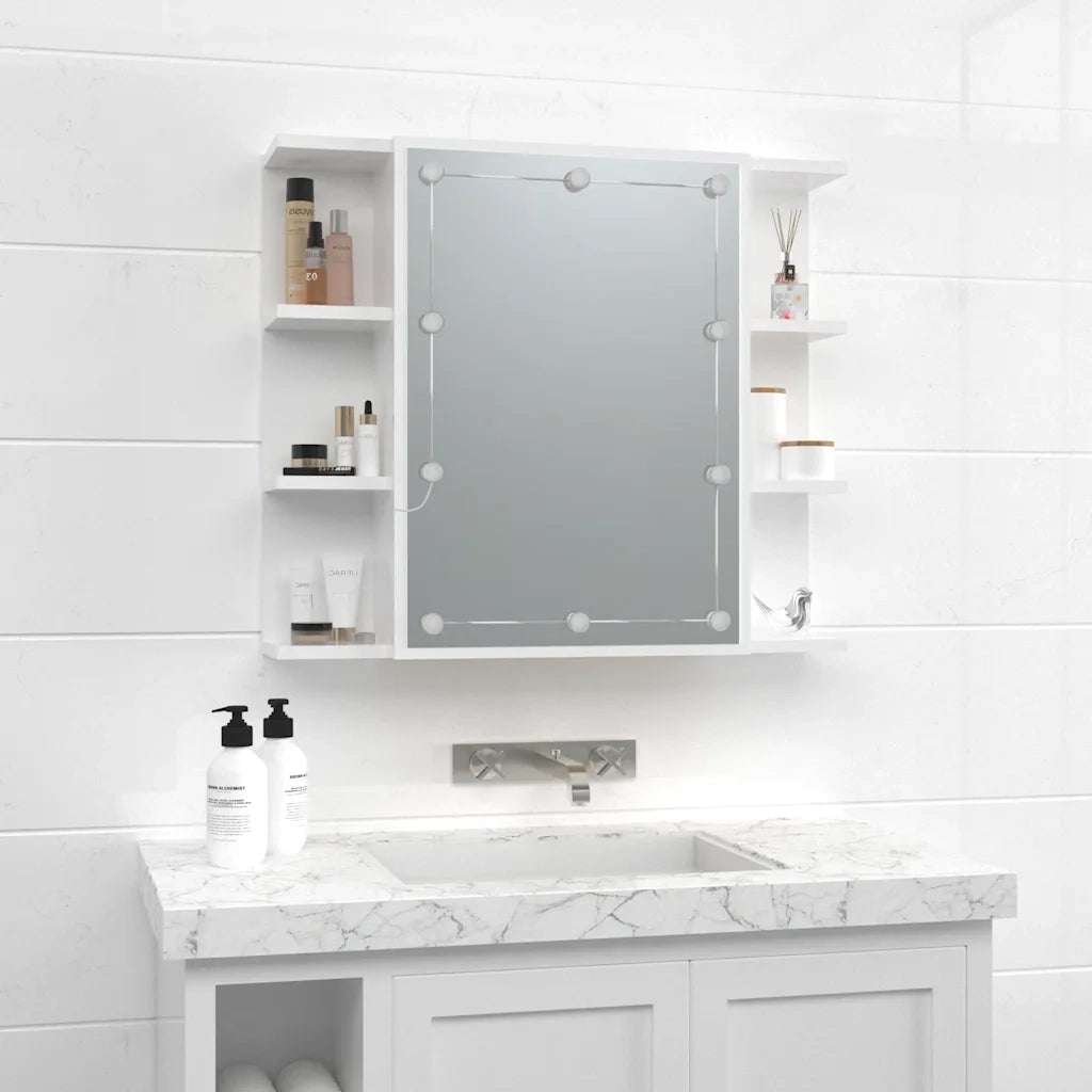 Mobile a Specchio con LED Bianco Lucido 70x16,5x60 cm 808879