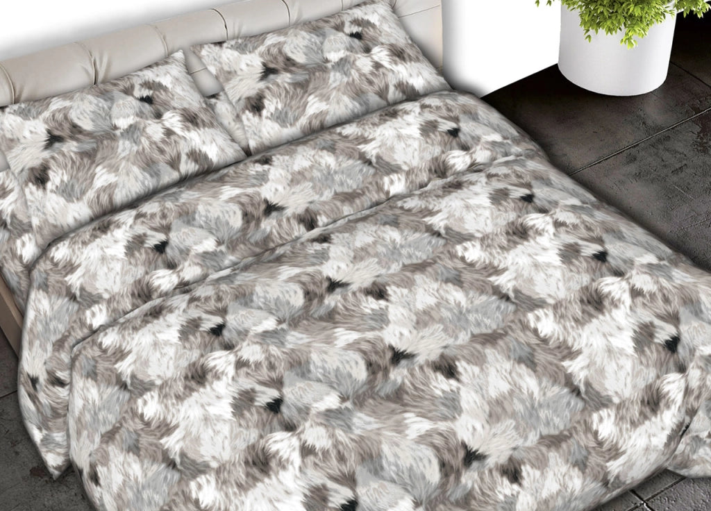 Completo Lenzuola Letto In 100% Cotone Made In Italy Disegni Assortiti C.N - 1 Piazza - Soffice Grigio