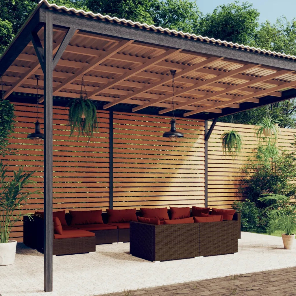 Set Divani da Giardino 9 pz con Cuscini in Polyrattan Marrone cod mxl 41726