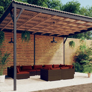 Set Divani da Giardino 9 pz con Cuscini in Polyrattan Marrone cod mxl 41726