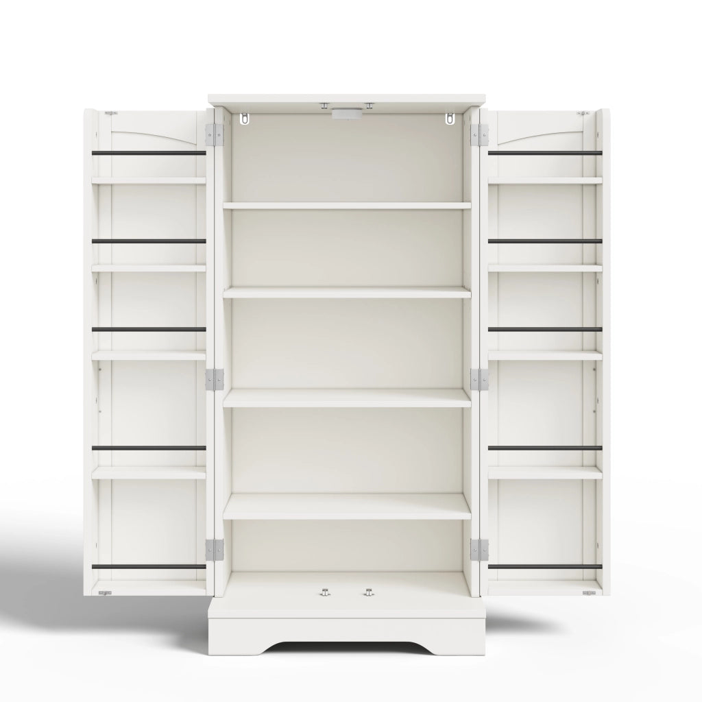 Mobile da Cucina 60x40x120 cm con LED Sensore; Doppia Anta; Ripiani Regolabili e Vani sulle Porte
