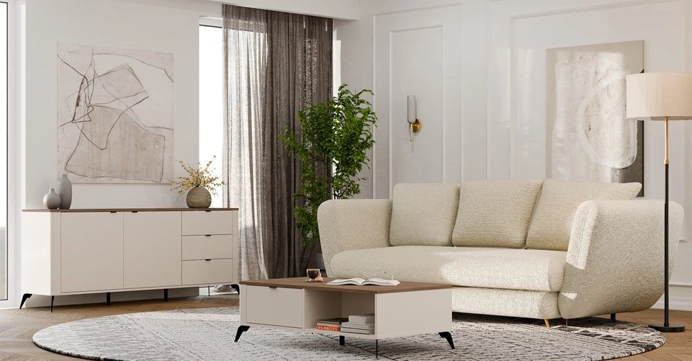 Cassettiera CORDOBA 2d3s cashmere beige rovere CASTELLO mobile 3 cassetti cichy domyk per camera e soggiorno