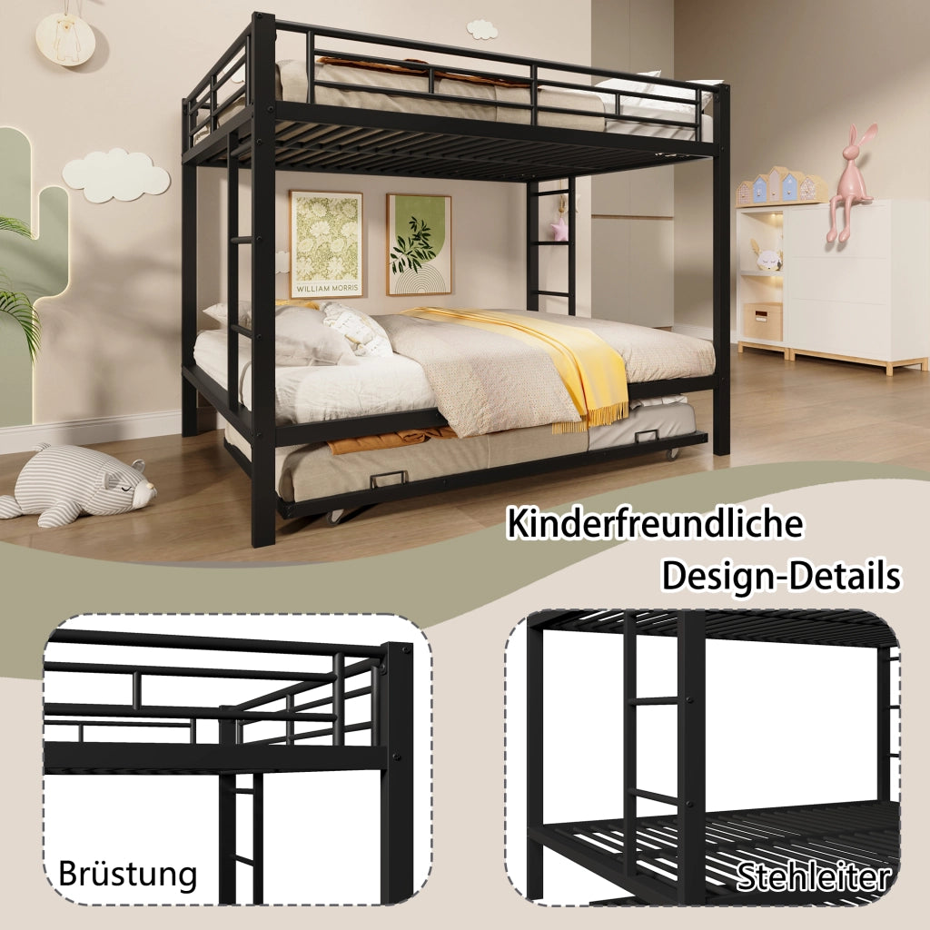 Letto a castello funzione estrabile metallo 140x200 cm