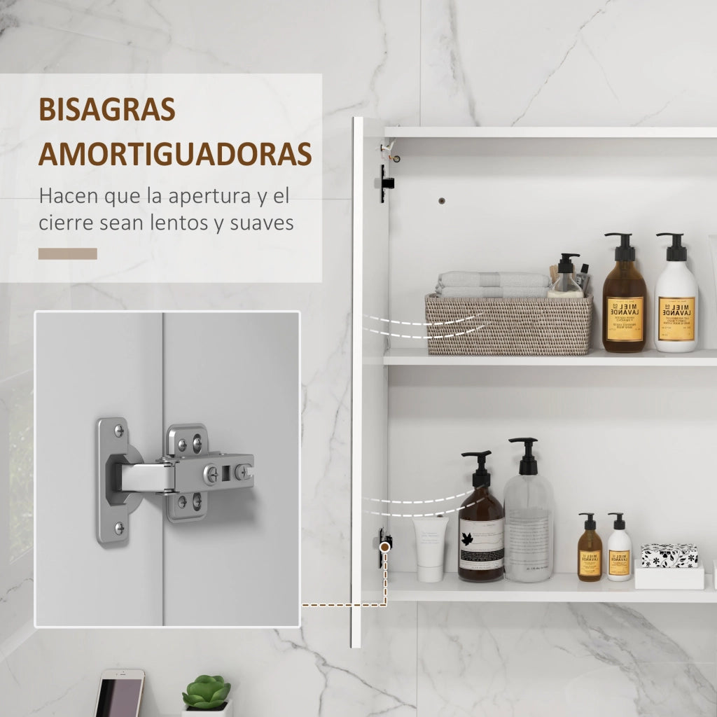 Armadio Bagno con Specchio e Prese USB ¨C zephmum ¨C Bianco 90x15x70 cm