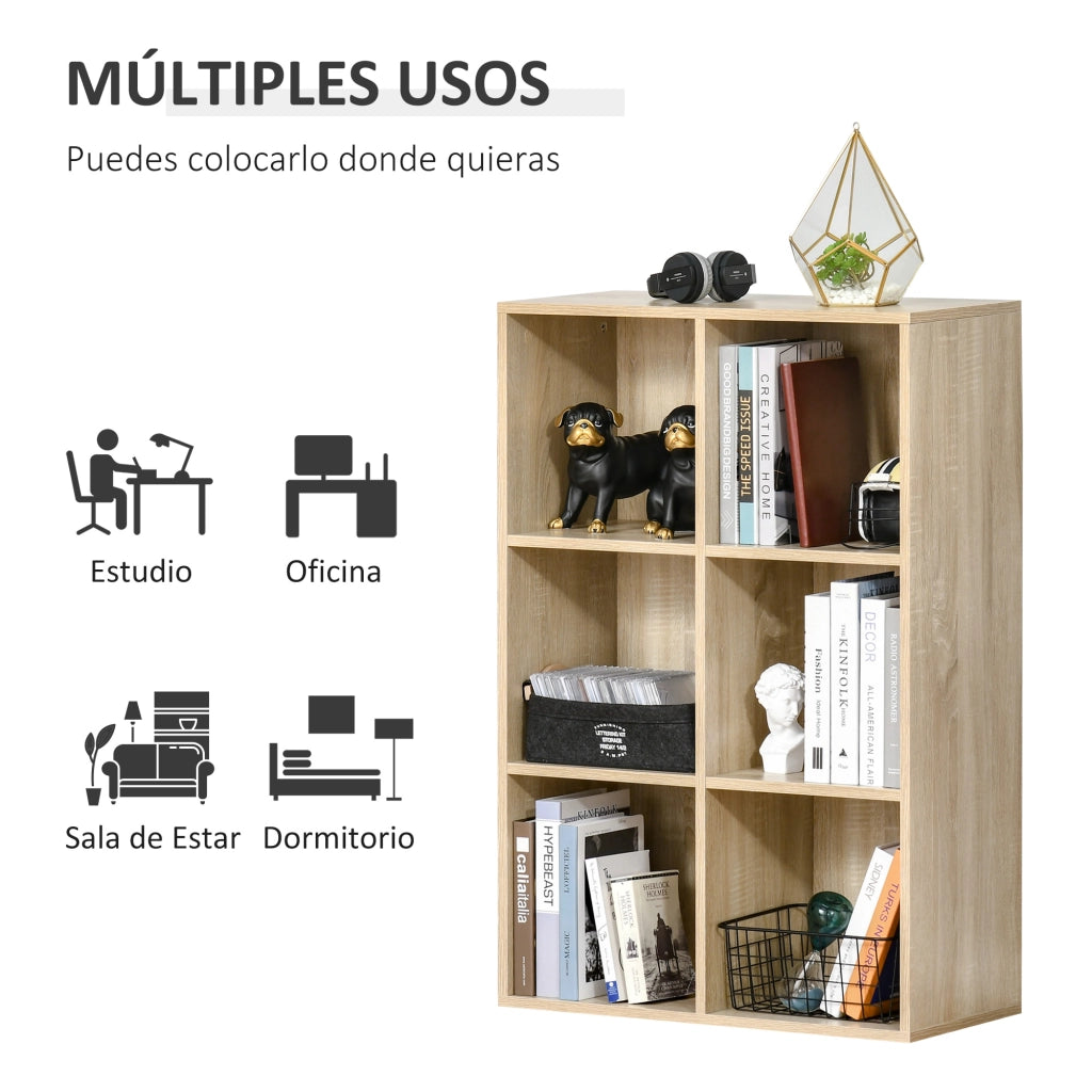 Libreria 3 Livelli con 6 Cubi ¨C Minimal ¨C Legno Rovere 65,5x30x97,5 cm