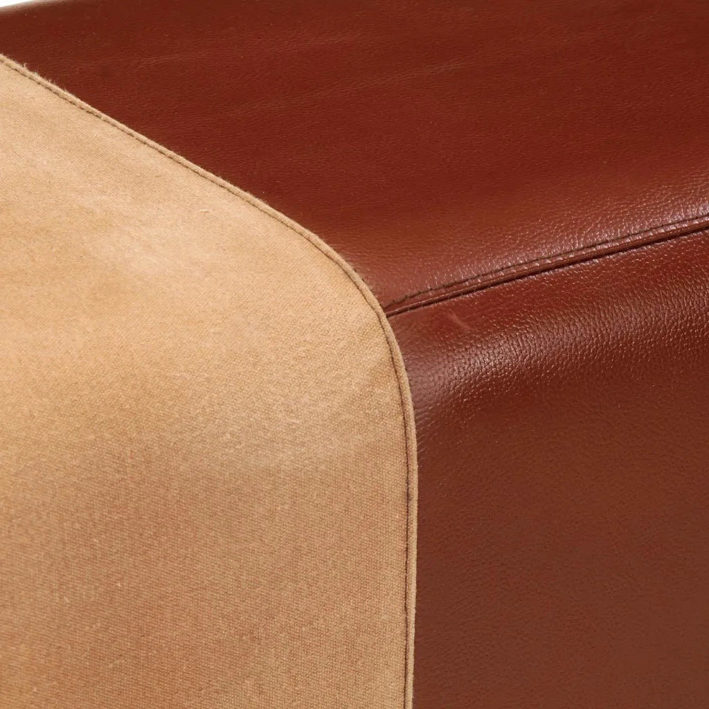 Panca da Palestra 160cm Vera Pelle Marrone e Massello di Acacia CFW4097964