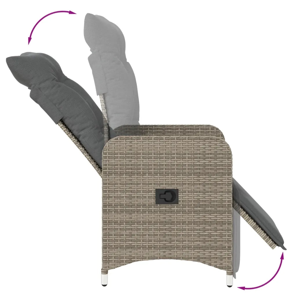 Sedie da Giardino Reclinabili 2 pz e Cuscini Grigio Polyrattan 365702