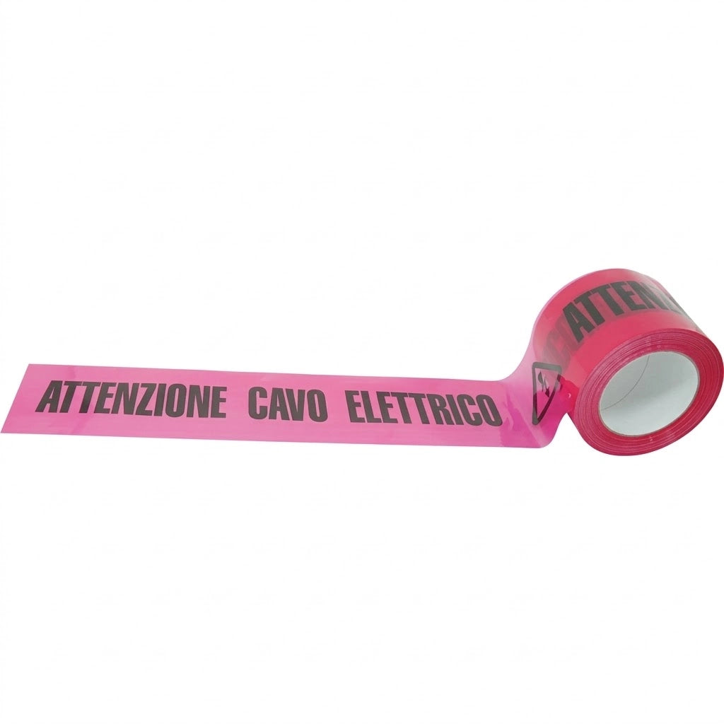 NASTRO SEGNALETICO ATTENZIONE CAVI ELETTRICI cm. 10x200 mtl. col. Rosso