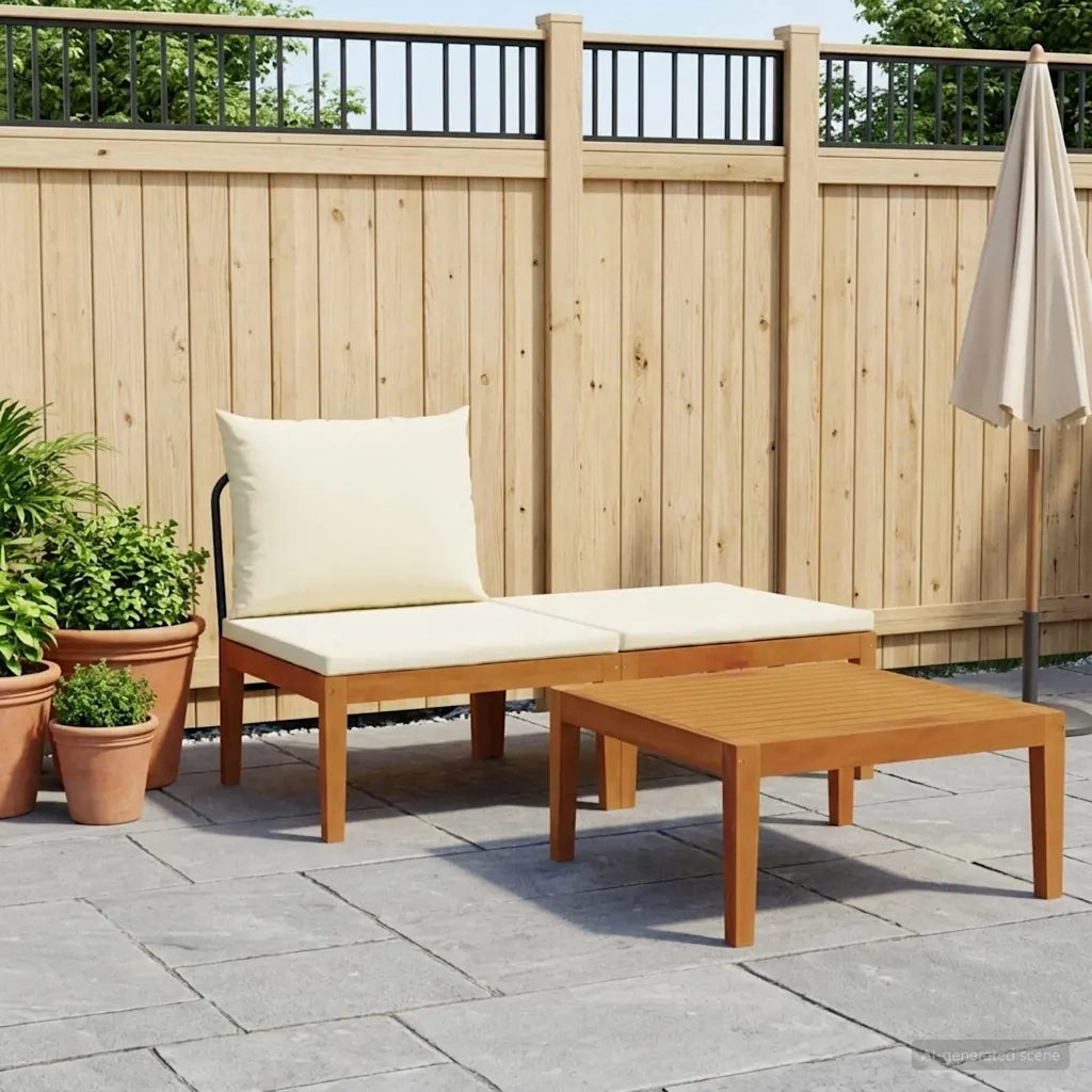 3 pcs Set da Giardino con Cuscini Naturale 42022078