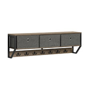 SoBuy Appendiabiti a parete con 3 cesti e 7 ganci Mensola pensile Armadio vintage 100x20x30cm FHK26-N