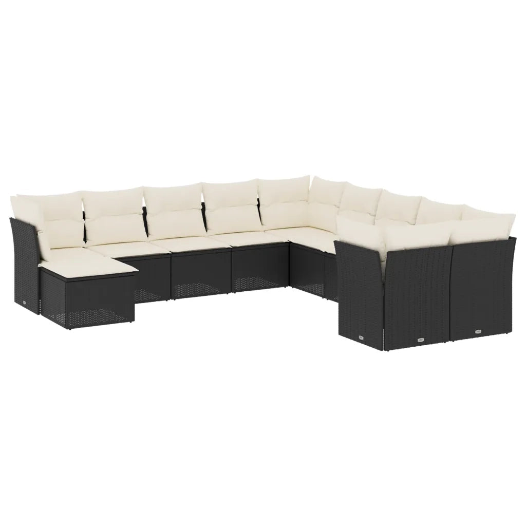 Set Divani da Giardino 11 pz con Cuscini in Polyrattan Nero 3218606