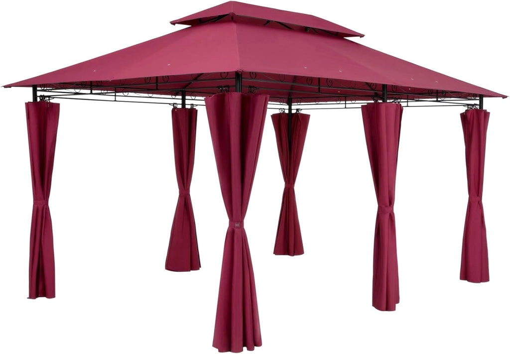 Gazebo Topas Padiglione 3x4m in Metallo Resistente Idrorepellente con Pannelli Laterali Tendone da Giardino Feste