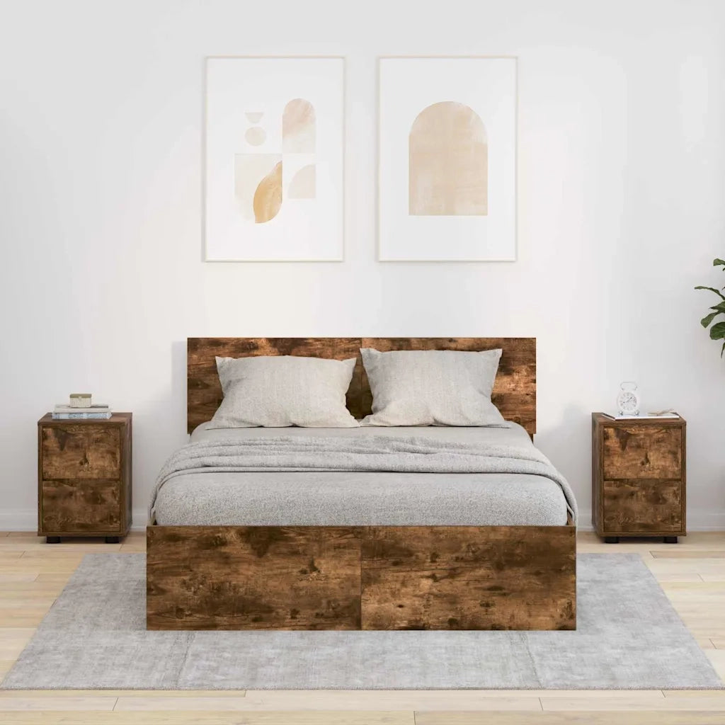 Comodini 2 pcs Rovere fumé 30,5 x 30 x 43 cm Legno multistrato
