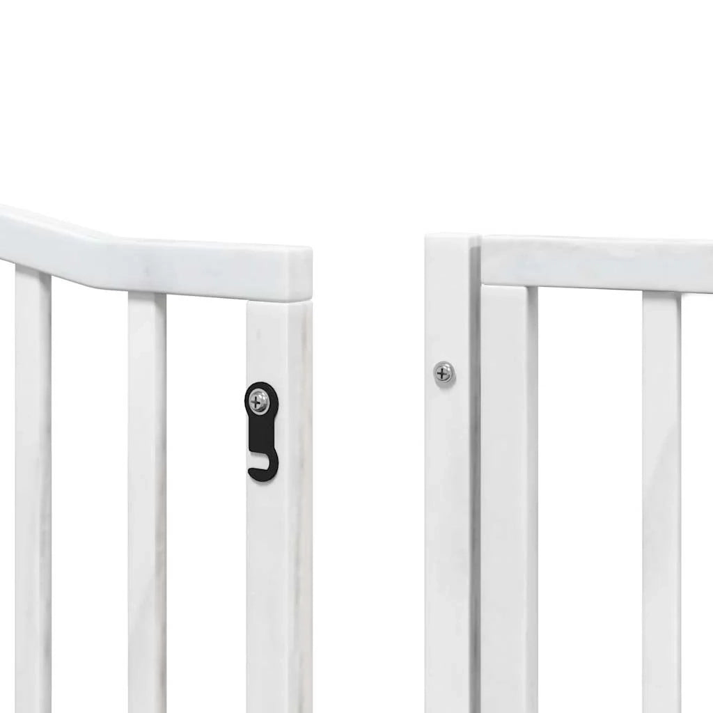 Cancelletto di sicurezza per animali domestici porta pieghevole 10 pannelli legno di pioppo bianco 02_0023100