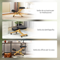 Sedia Ergonomica Posturale con Inginocchiatoio Altezza Regolabile 42x70x42-52 cm in Legno Nero