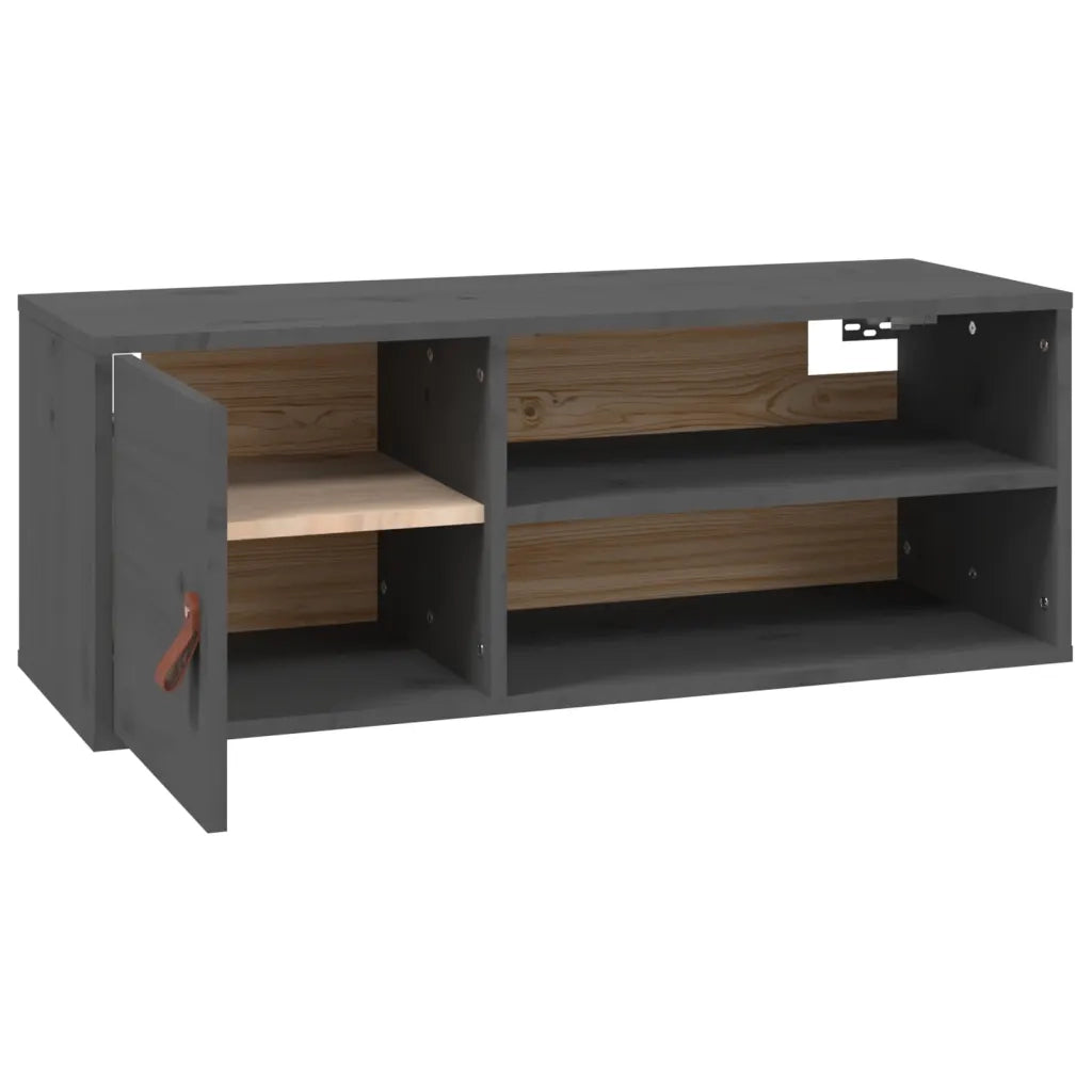 Pensili 2 pz Grigi 80x30x30 cm in Legno Massello di Pino 818390