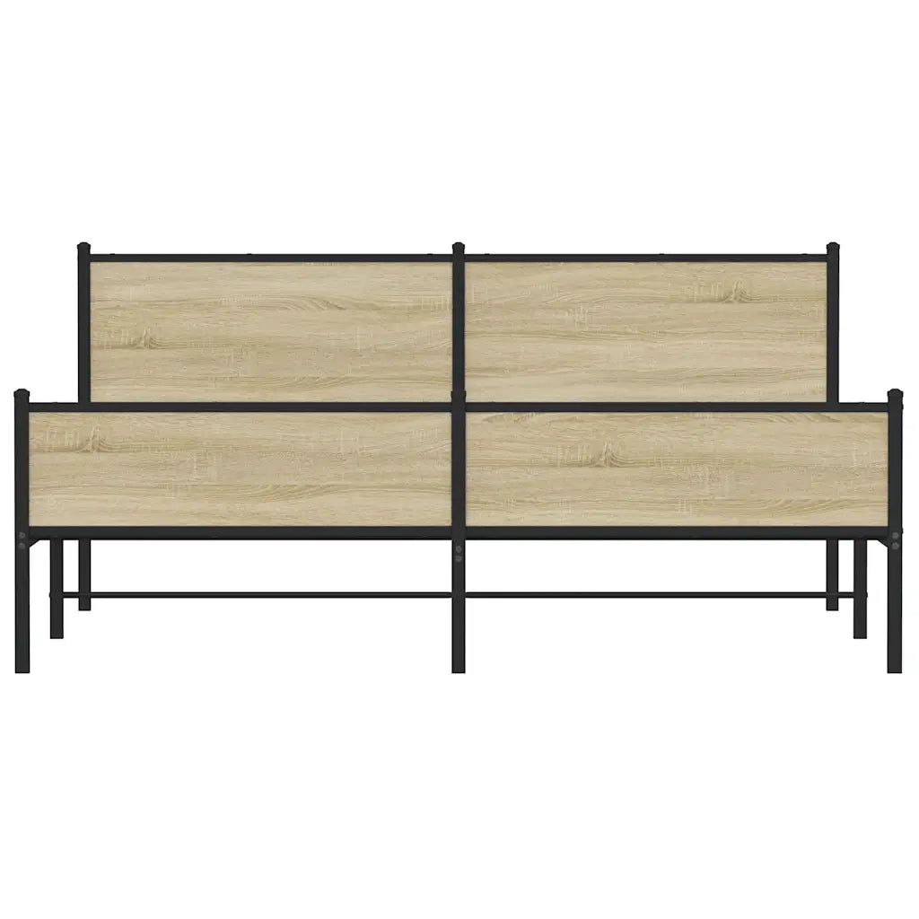 vidaXL Giroletto senza Materaso in Metallo Rovere Sonoma 183x213 cm