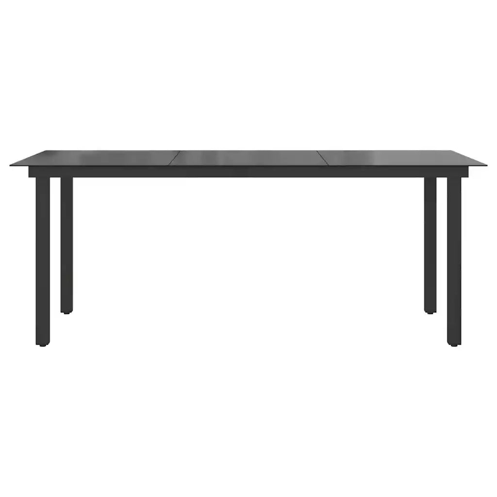 Tavolo da Giardino Nero 190x90x74 cm in Alluminio e Vetro 42789