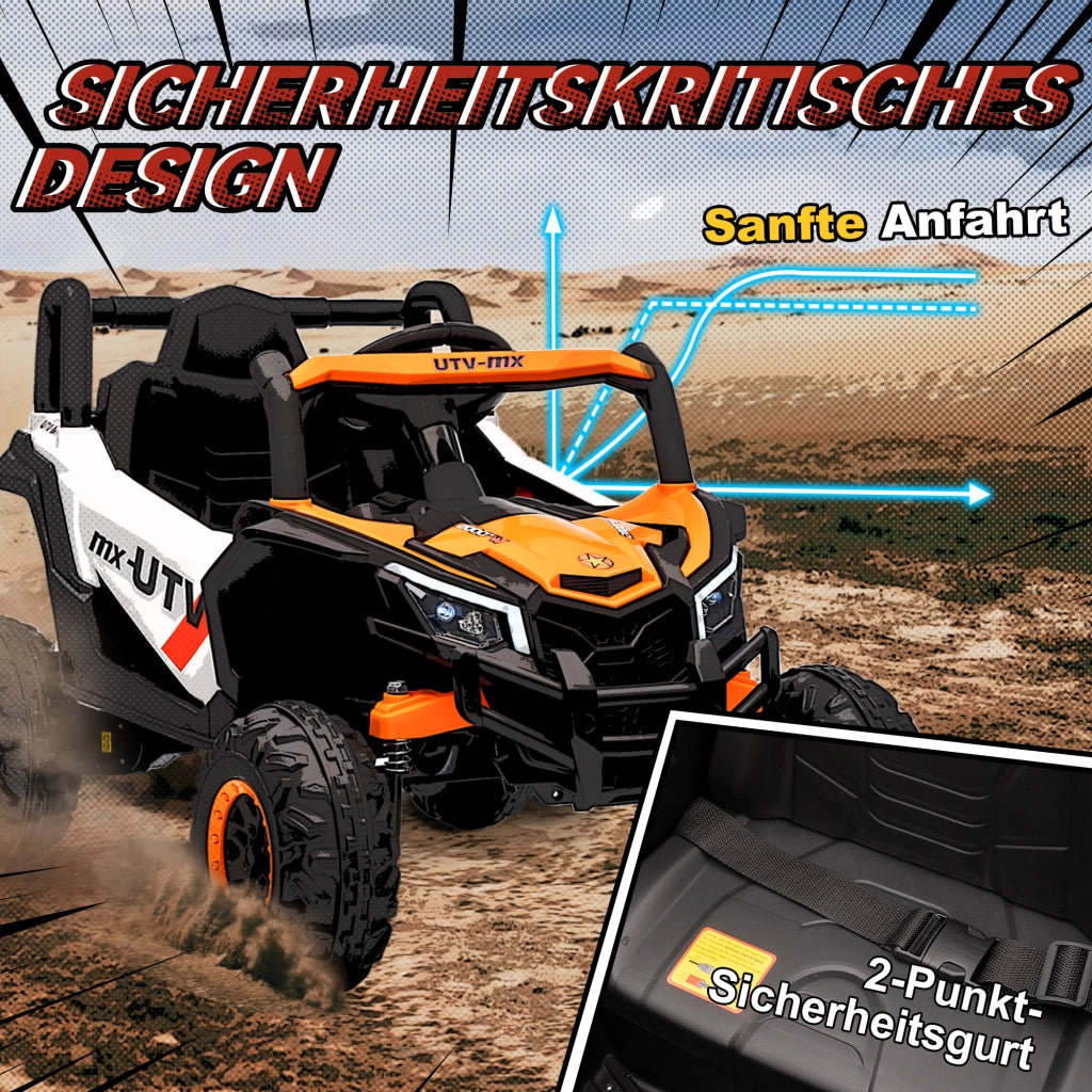 Auto elettrica per bambini ¨C zephmum ¨C arancione con telecomando e luci LED