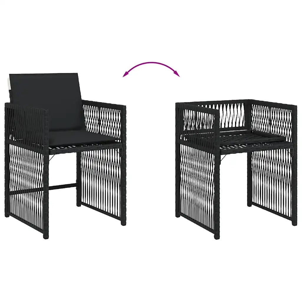 Sedie da Giardino con Cuscini 4 pz Nere in Polyrattan 365035