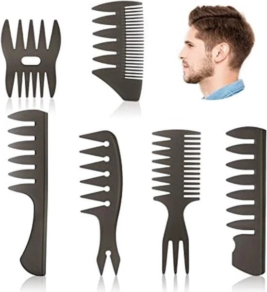 Kit di stile per uomini | 6 pezzi con denti larghi, progettazione professionale e pennello umido per creare stili pompadour - Kit - varie acconciature