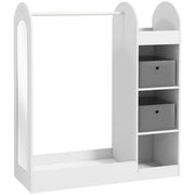 Appendiabiti per Bambini 3-8 Anni 92x36x106 cm con Ripiani 2 Scatole Asta Appendiabiti e Specchio in MDF Bianco