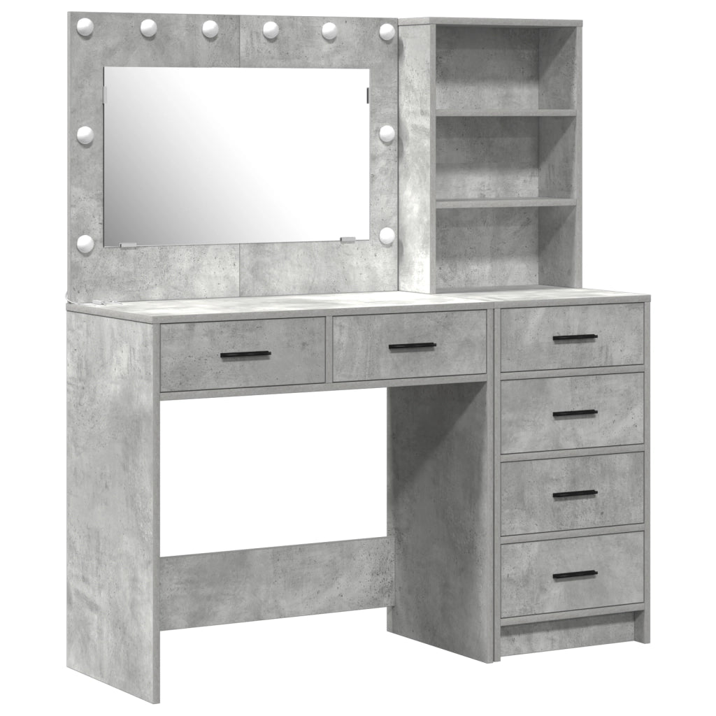 Set di Toeletta a 2 Pezzi con LED in Legno Ingegnerizzato Grigio