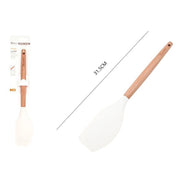 Trade Shop - Spatola In Silicone Manico Legno Utensile Cucina Dolci Pasticceria 31.5cm 50868 -