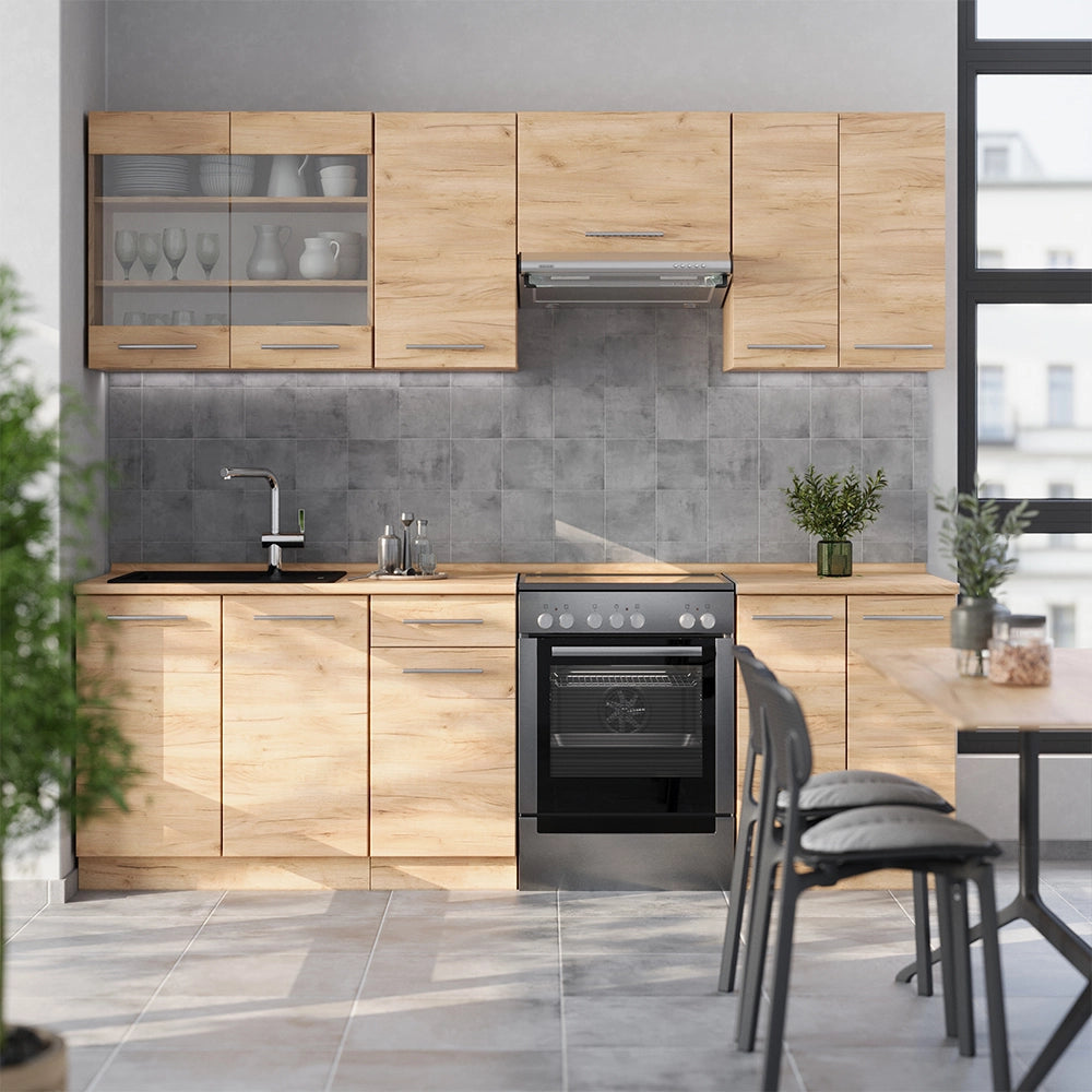 Vicco Cucina componibile Quercia dorata 240 cm senza piano di lavoro