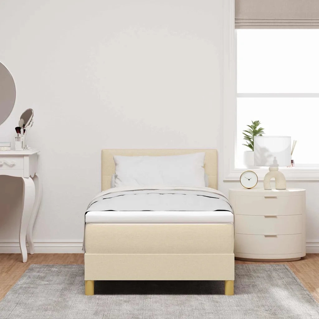 Letto a Sorgente LED con materasso Crema 90 x 200 cm Tessuto 3342413