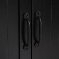 Credenza Buffet da Cucina Contemporanea con 2 Armadi e 3 Ripiani, in MDF e Pannelli di Particelle, Nero
