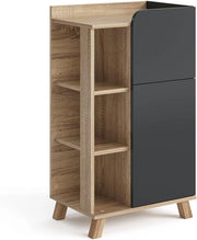 Armadietto di base Karen, Sonoma/antracite, 50 x 90 cm con anta e cassetto, adatto per la conservazione di articoli da bagno e asciugamani