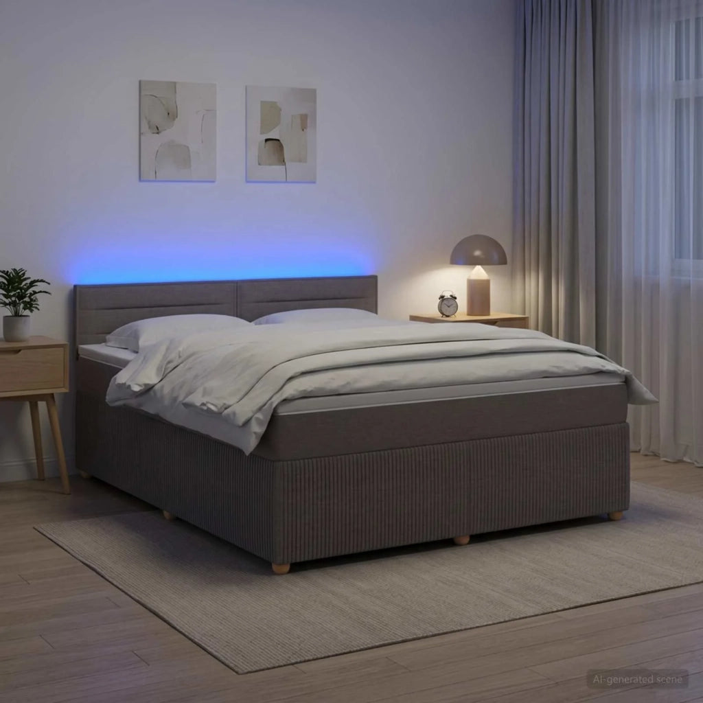 Letto box spring con materasso Tortora 140 x 200 cm Tessuto 3452943