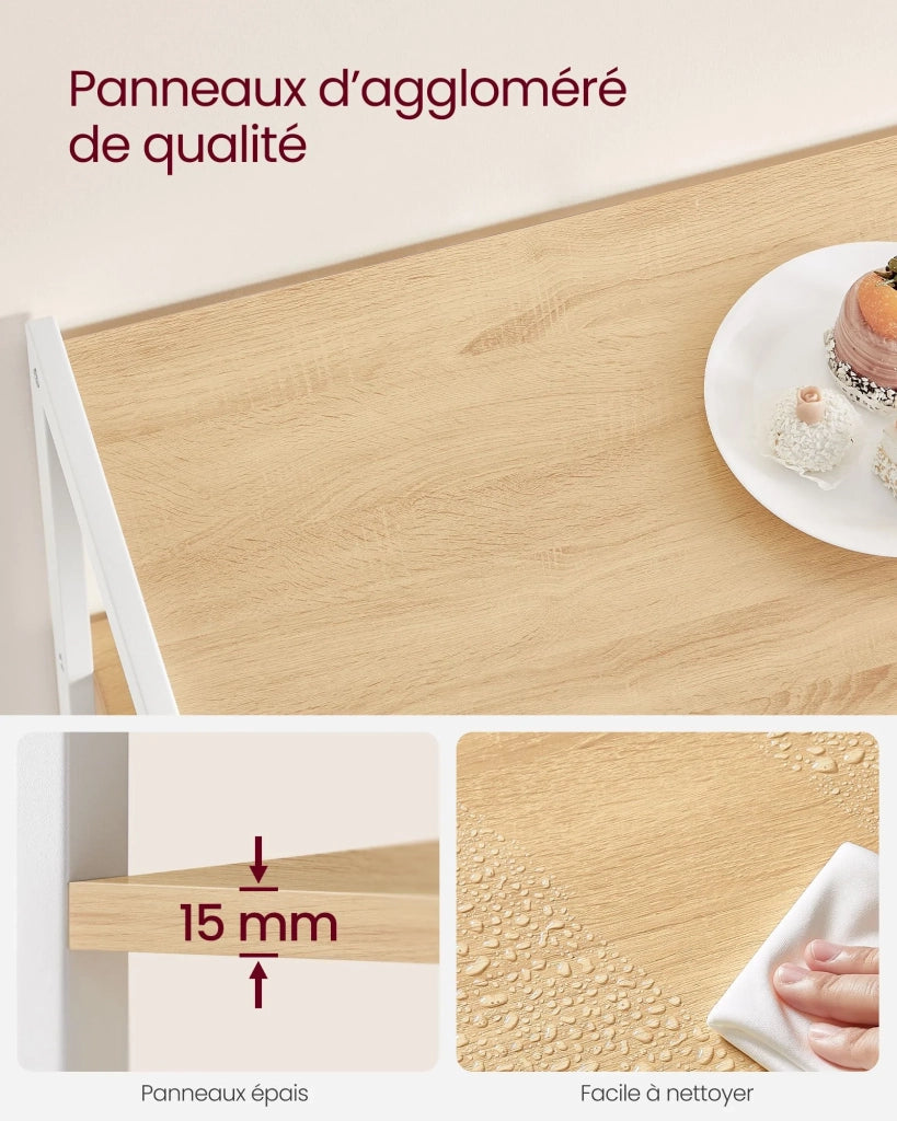 Mensola da cucina indipendente con 2 cestelli in metallo 35 x 80 x 95 cm stile panetteria con ganci e ripiani ripiano per microonde bianco 12_0006121