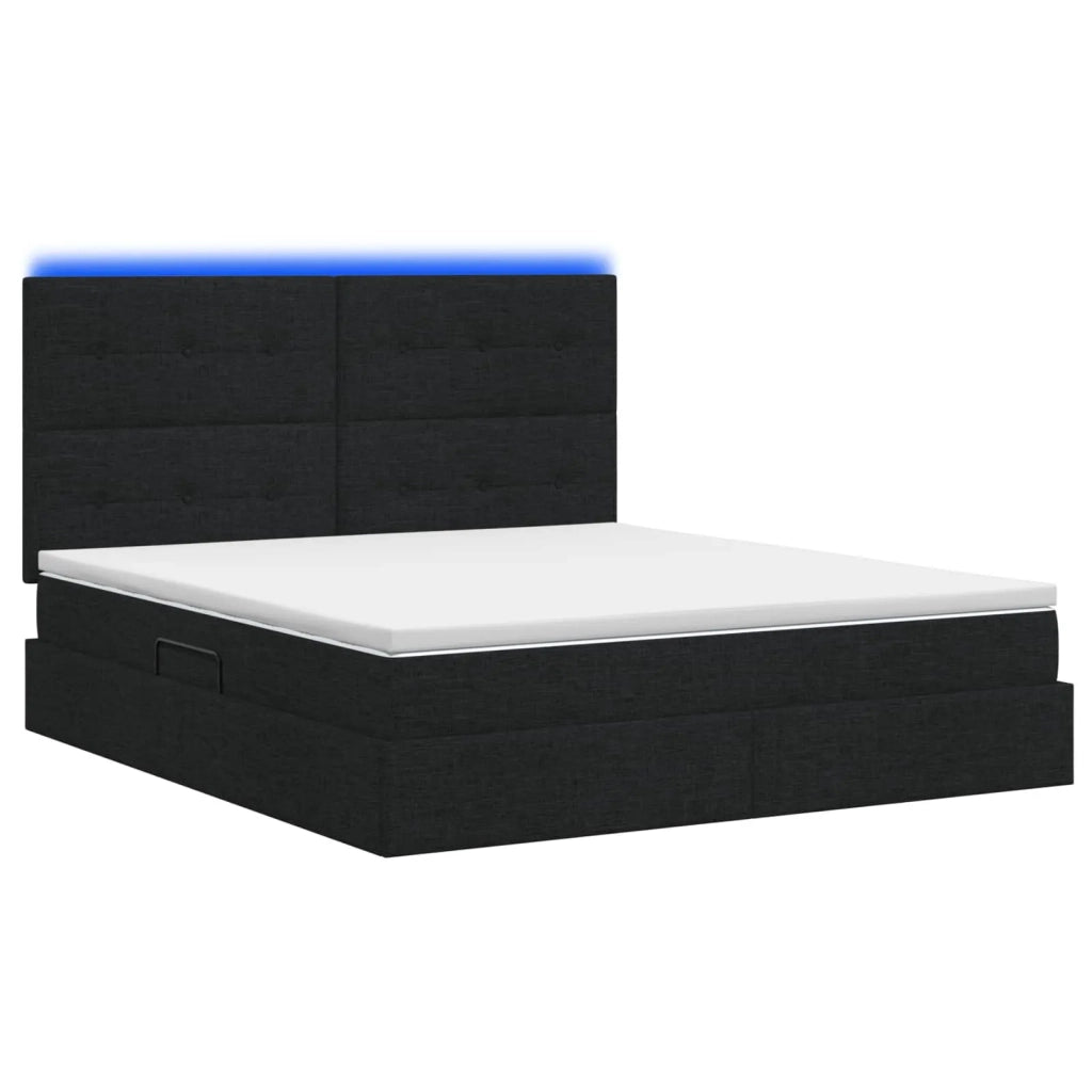 Letto con contenitore LED e materasso Nero 140 x 190 cm Tessuto 3459944