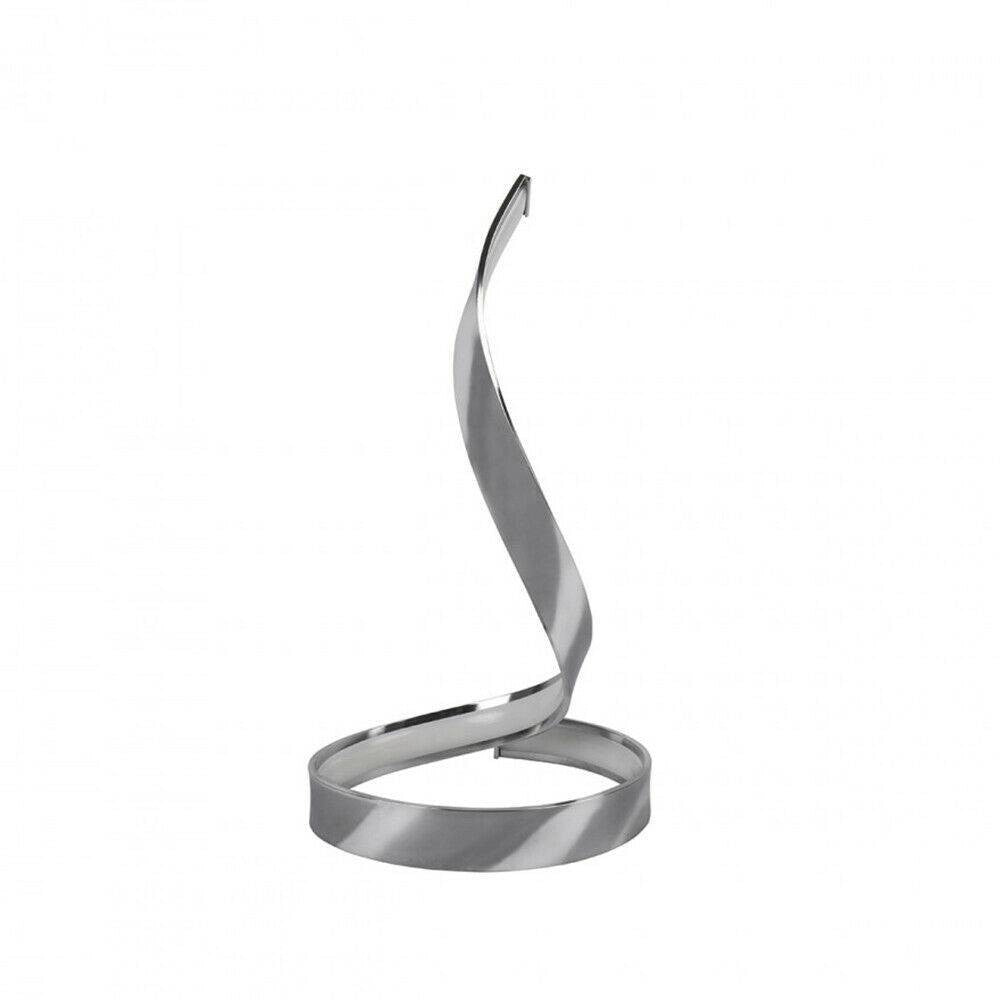 Trade Shop - Lampada Da Tavolo Led Moderna A Spirale Curva 12w Luce Comodino Argento Abatjour - -bianco Naturale      -