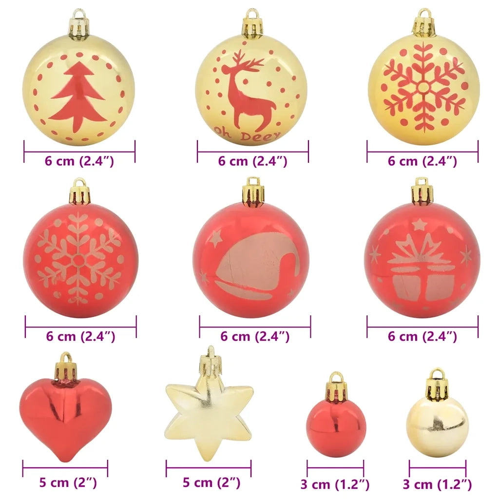 Set di Palle di Natale 40 pz Oro e Rosso Plastica CFW7248076