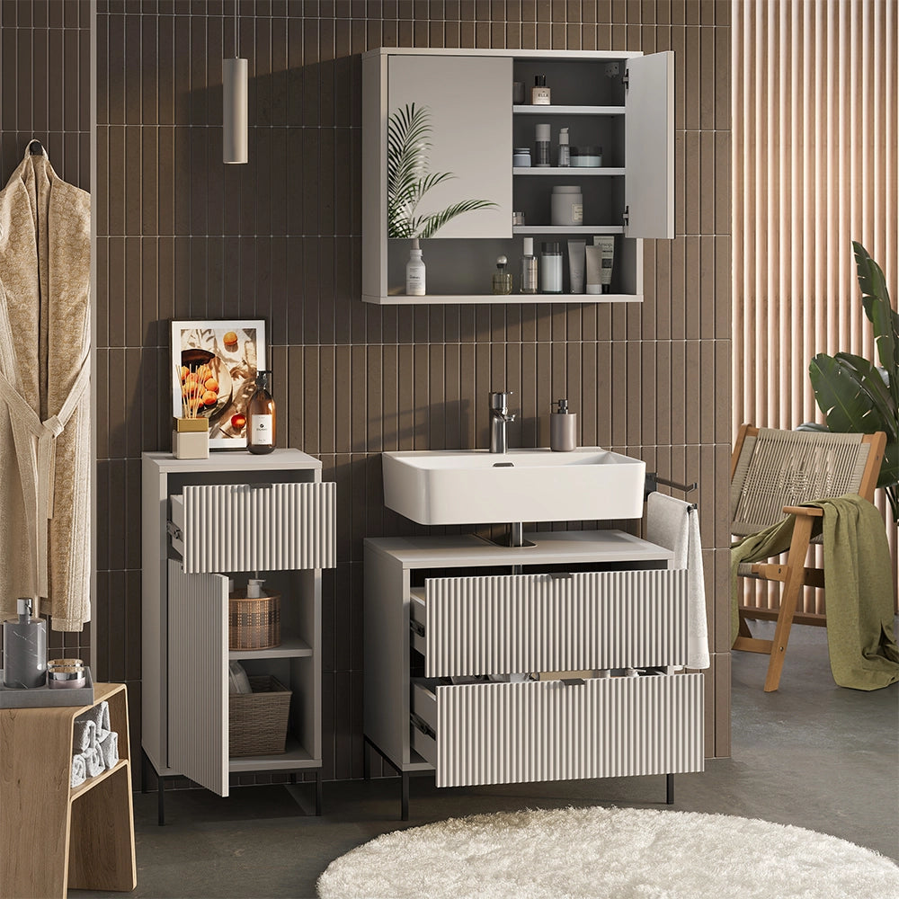 Vicco Set di mobili da bagno Grigio 3 parti