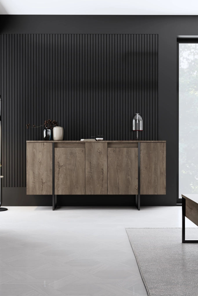 Credenza di lusso in legno - 160 x 35 x 80 cm - Noce nero