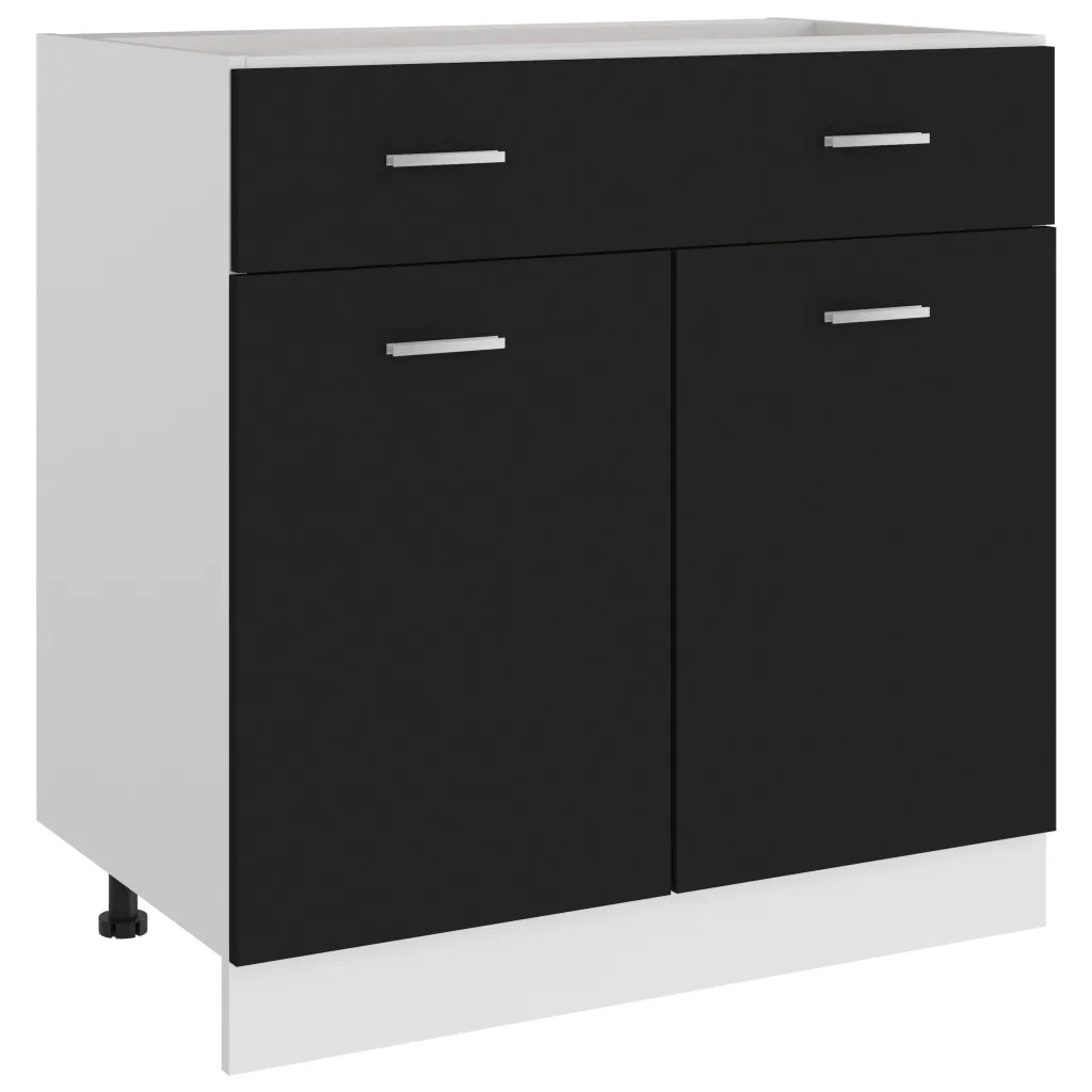 Mobiletto da bagno dal design contemporaneo con cassetti 80 x 46 x 81,5 cm legno nero 02_0047667