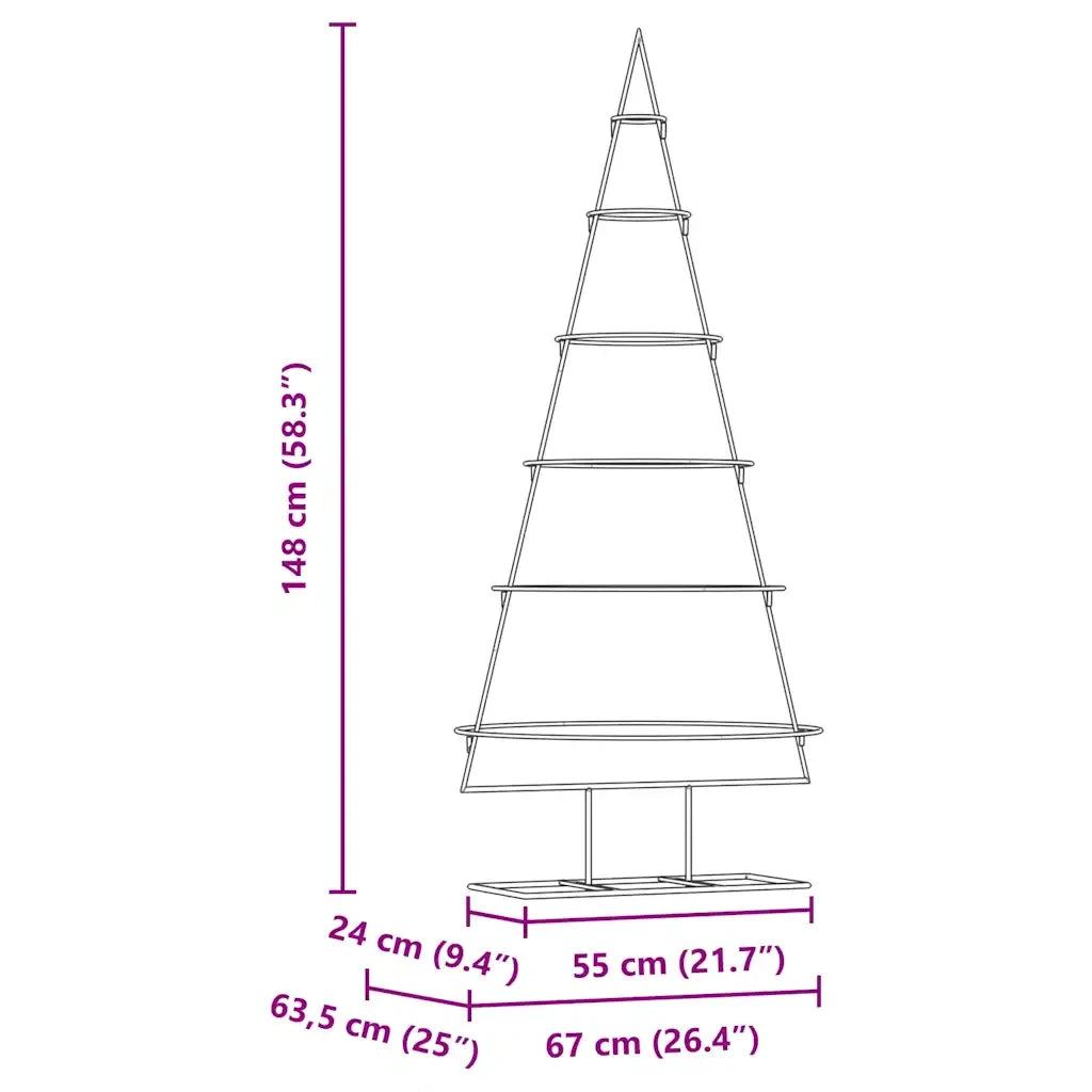Albero di Natale | Decorazioni natalizie in metallo con supporto Oro 148 cm